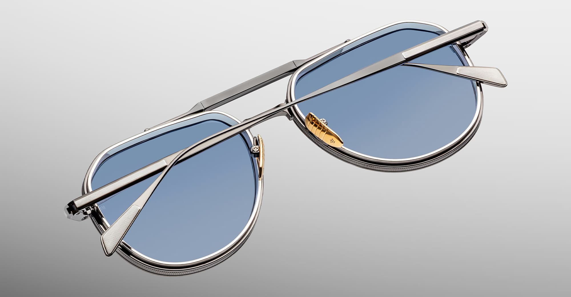 Ottica Mondello Roma - Jacques Marie Mage - JMMMD-2H - COMMANDER - ANTIQUE SILVER - Titanium - shape Pilot - Silver - EYEWEAR - SUNGLASSES - Unisex,Uomo,Donna,Women,Men - lens Blue - Made In Japan