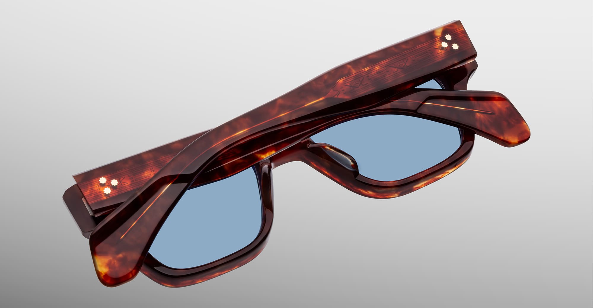 Ottica Mondello Roma - Jacques Marie Mage - JMMFE-7U - FELLINI - BRECCIA - Acetate - shape Squared - Havana - EYEWEAR - SUNGLASSES - Unisex,Uomo,Donna,Women,Men - lens Gradient blue - Made In Japan