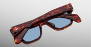 Ottica Mondello Roma - Jacques Marie Mage - JMMFE-7U - FELLINI - BRECCIA - Acetate - shape Squared - Havana - EYEWEAR - SUNGLASSES - Unisex,Uomo,Donna,Women,Men - lens Gradient blue - Made In Japan
