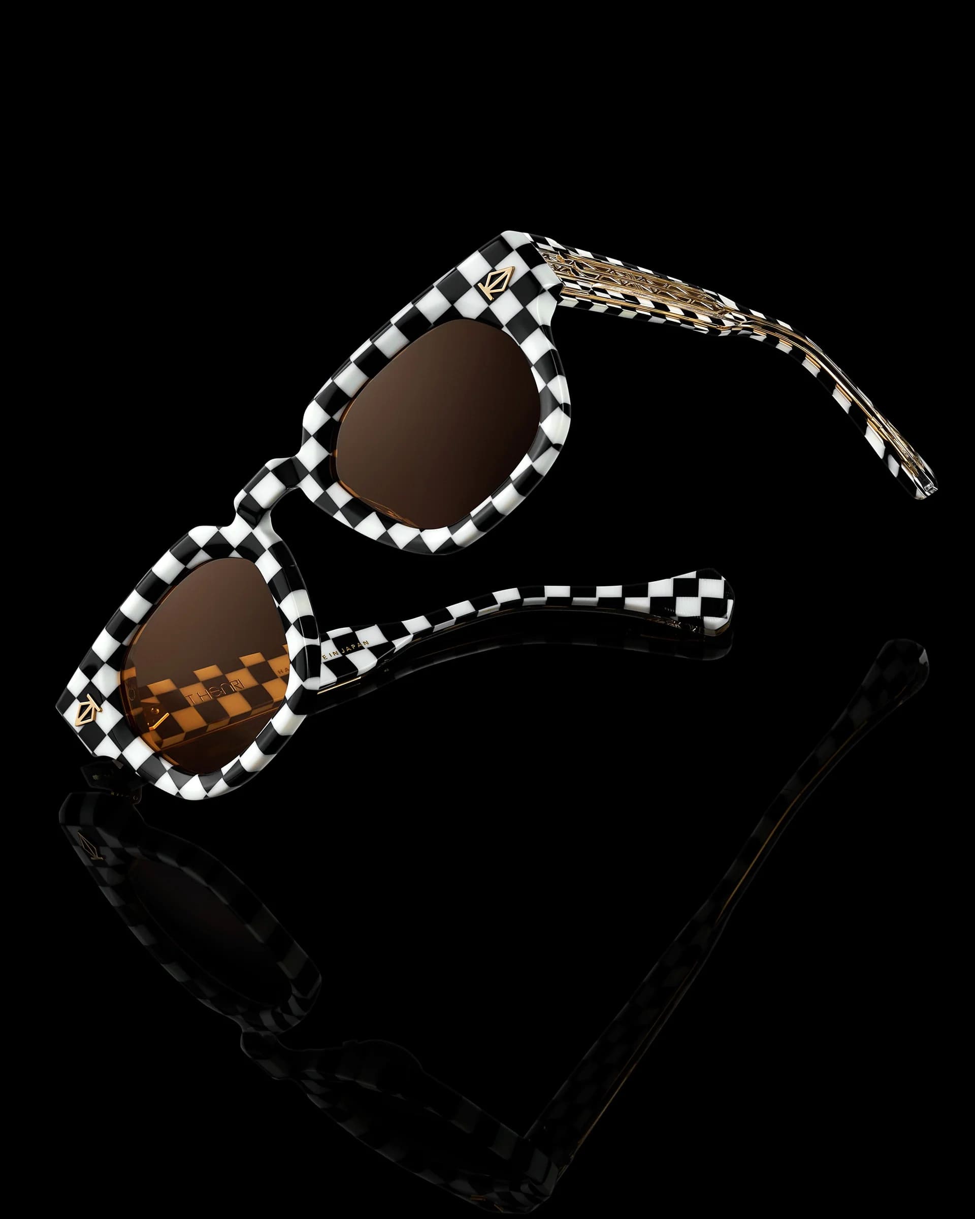 Ottica Mondello Roma - T HENRI - TAF011 - TUATARA - FINISHLINE - Acetate - shape Panto - black, white - EYEWEAR - SUNGLASSES - Unisex,Uomo,Donna,Women,Men - lens orange - Made In Japan