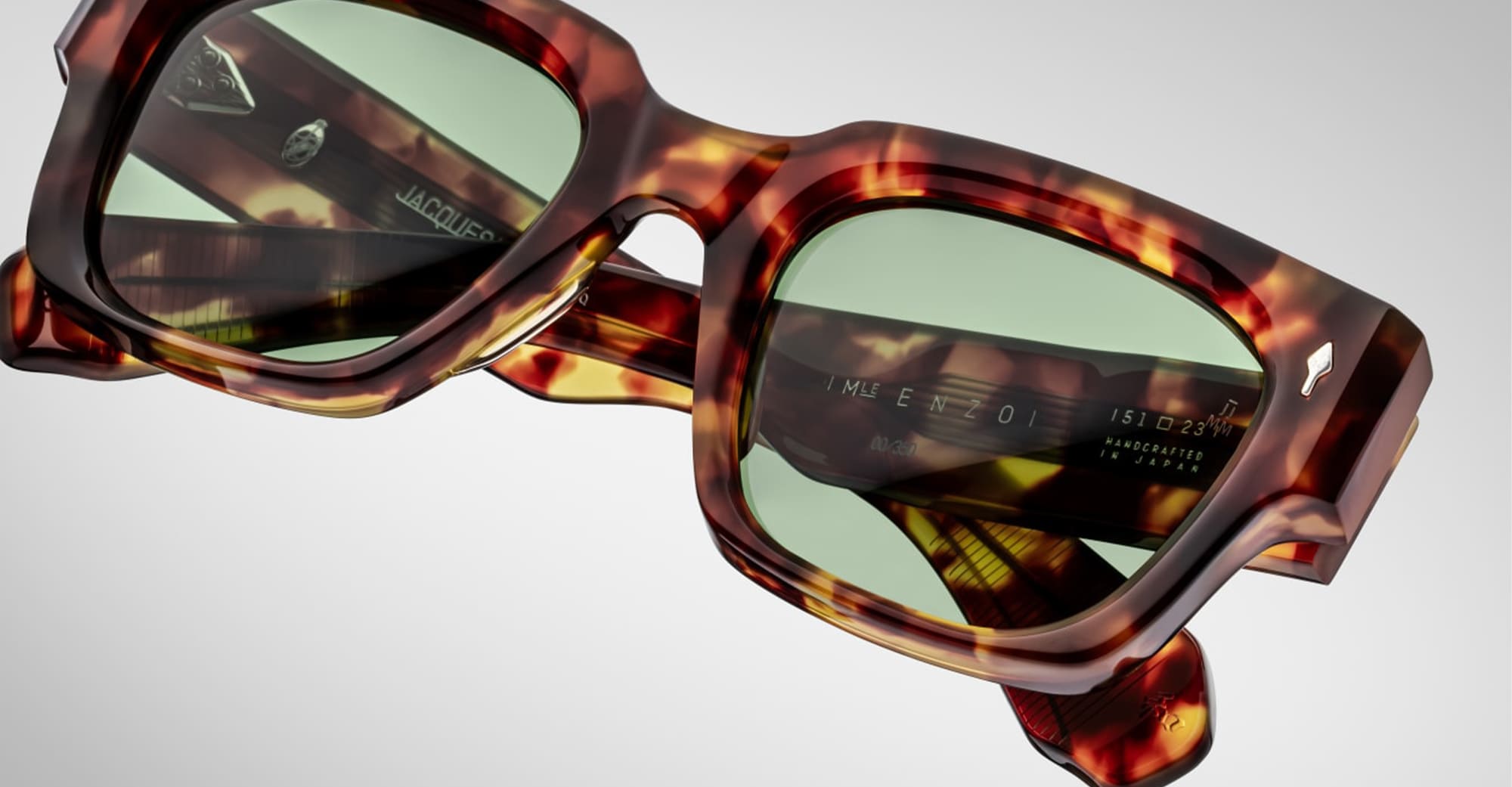 Ottica Mondello Roma - Jacques Marie Mage - JMMEZ-2Q - ENZO - BALTIC - Acetate - shape Squared - Havana - EYEWEAR - SUNGLASSES - Uomo,Men - lens Green - Made In Japan