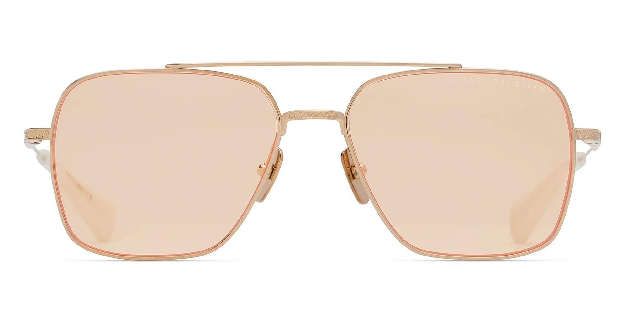 Ottica Mondello Roma - DITA - DTS111-57-08 - FLIGHT-SEVEN - WHITE GOLD 2 - titanium, acetate - shape Navigator - white gold - EYEWEAR - SUNGLASSES - Unisex,Uomo,Donna,Women,Men - lens Brown - Made In Japan