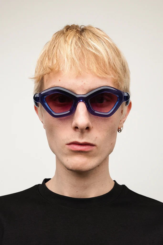Ottica Mondello Roma - Paloceras - pebble-ice-blue-dx - PEBBLE - ICE BLUE DX - Acetate - shape Cat-eye - blue - EYEWEAR - SUNGLASSES - Unisex,Uomo,Donna,Women,Men - lens red - Made In China