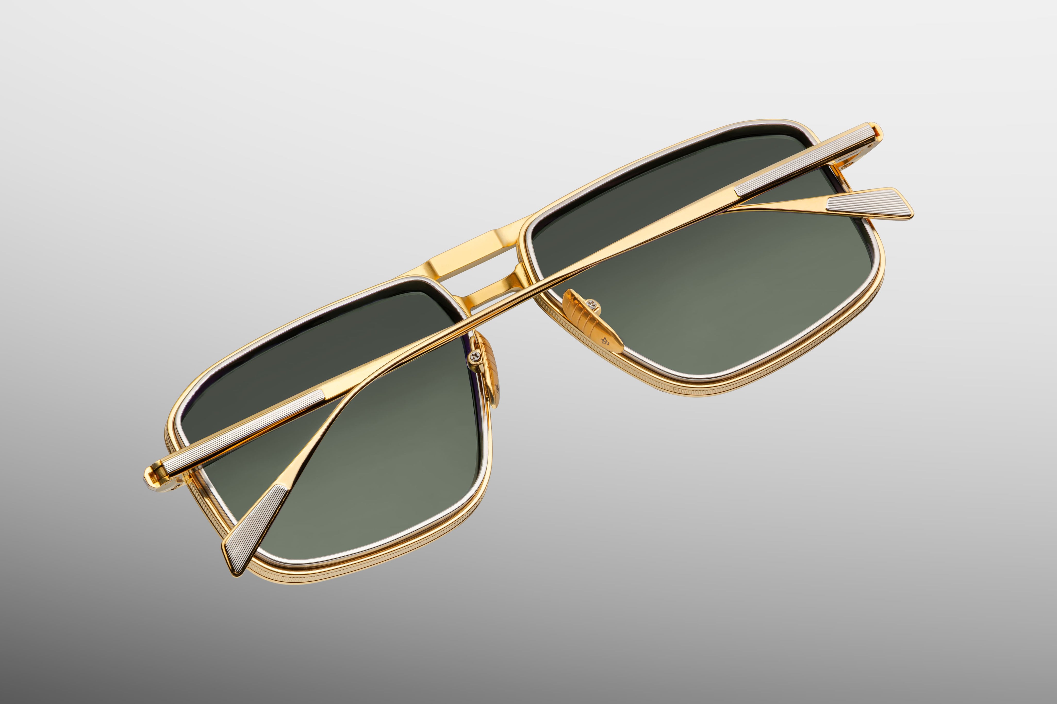 Ottica Mondello Roma - Jacques Marie Mage - JMMER-12M - EARL - MUSKET - Titanium - shape Navigator - Gold - EYEWEAR - SUNGLASSES - Unisex,Uomo,Donna,Women,Men - lens Green - Made In Japan
