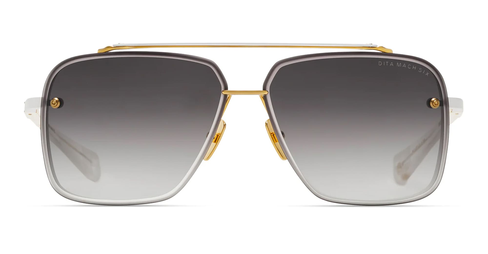 Ottica Mondello Roma - DITA - DTS121-62-07 - MACH-SIX - MATTE WHITE/ YELLOW GOLD - Titanium - shape Aviator - white, gold - EYEWEAR - SUNGLASSES - Unisex,Uomo,Donna,Women,Men - lens Gradient grey - Made In Japan
