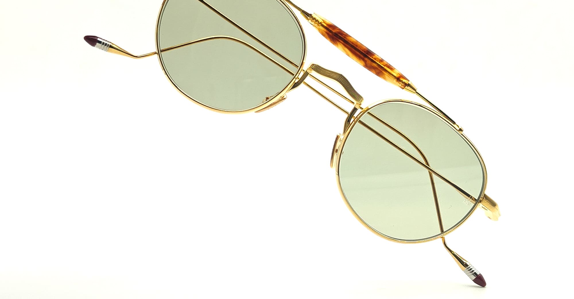 Ottica Mondello Roma - Jacques Marie Mage - JMMDS-18F - DASAN - GENEVA - Titanium - shape Aviator - Gold - EYEWEAR - SUNGLASSES - Unisex,Uomo,Donna,Women,Men - lens light bottle green - Made In Japan