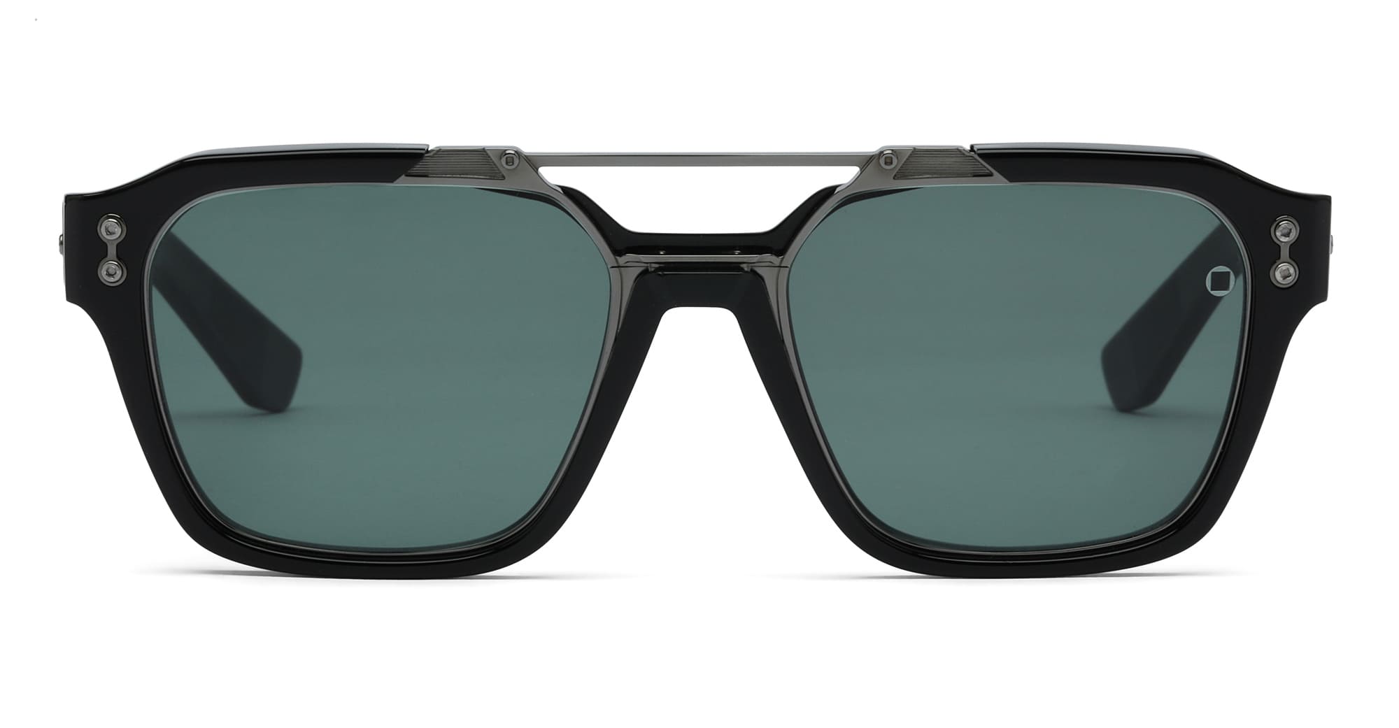 Ottica Mondello Roma - Akoni - AKS-509D-55 - DISCOVERY - BLACK / BLACK RHODIUM - Acetate, titanium - shape Navigator - Black - EYEWEAR - SUNGLASSES - Uomo,Men - lens Green - Made In Japan