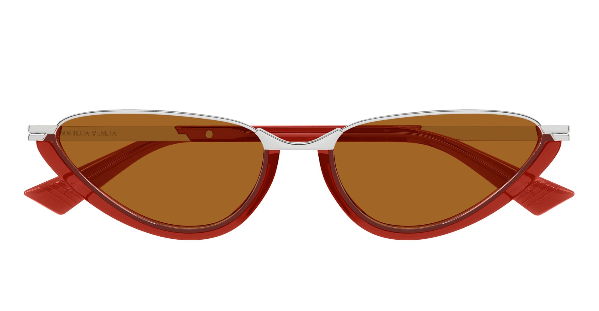 Ottica Mondello Roma - Bottega Veneta - BV1346S-002 - BV1346S-002 - RED / SILVER - Acetate - shape Cat-eye - red, silver - EYEWEAR - SUNGLASSES - Donna,Women - lens Brown - Made In Japan