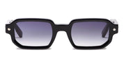 Ottica Mondello Roma - John Dalia - P06-C605 - PROJECT 06 - C605 - Shiny Black / Platine Plated - Acetate - shape Rectangular - black, silver - EYEWEAR - SUNGLASSES - Unisex,Uomo,Donna,Women,Men - lens Gradient blue - Made In France