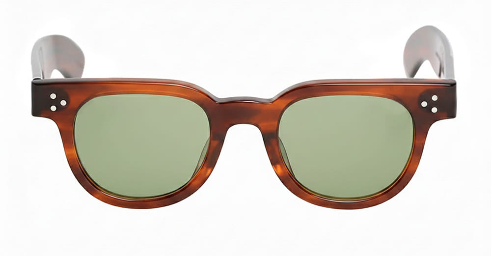 Ottica Mondello Roma - Julius Tart - JTPL-106G-2B-GN-30 - FDR 46X24 - AMBER / GREEN LENS - Acetate - shape Round - Havana - EYEWEAR - SUNGLASSES - Unisex,Uomo,Donna,Women,Men - lens Green - Made In Japan