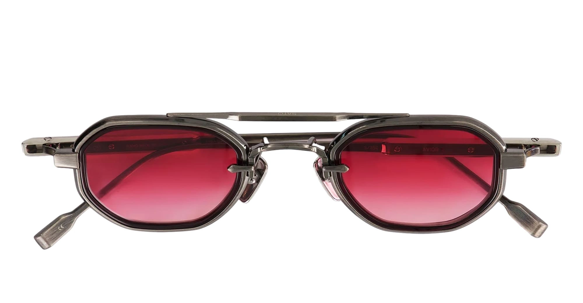 Ottica Mondello Roma - Sato - Avior-T-AS-P-1 - AVIOR-T AS/P - ANTIQUE SILVER / PLATINUM - Titanium - shape Oval - Silver - EYEWEAR - SUNGLASSES - Unisex,Uomo,Donna,Women,Men - lens red - Made In Japan