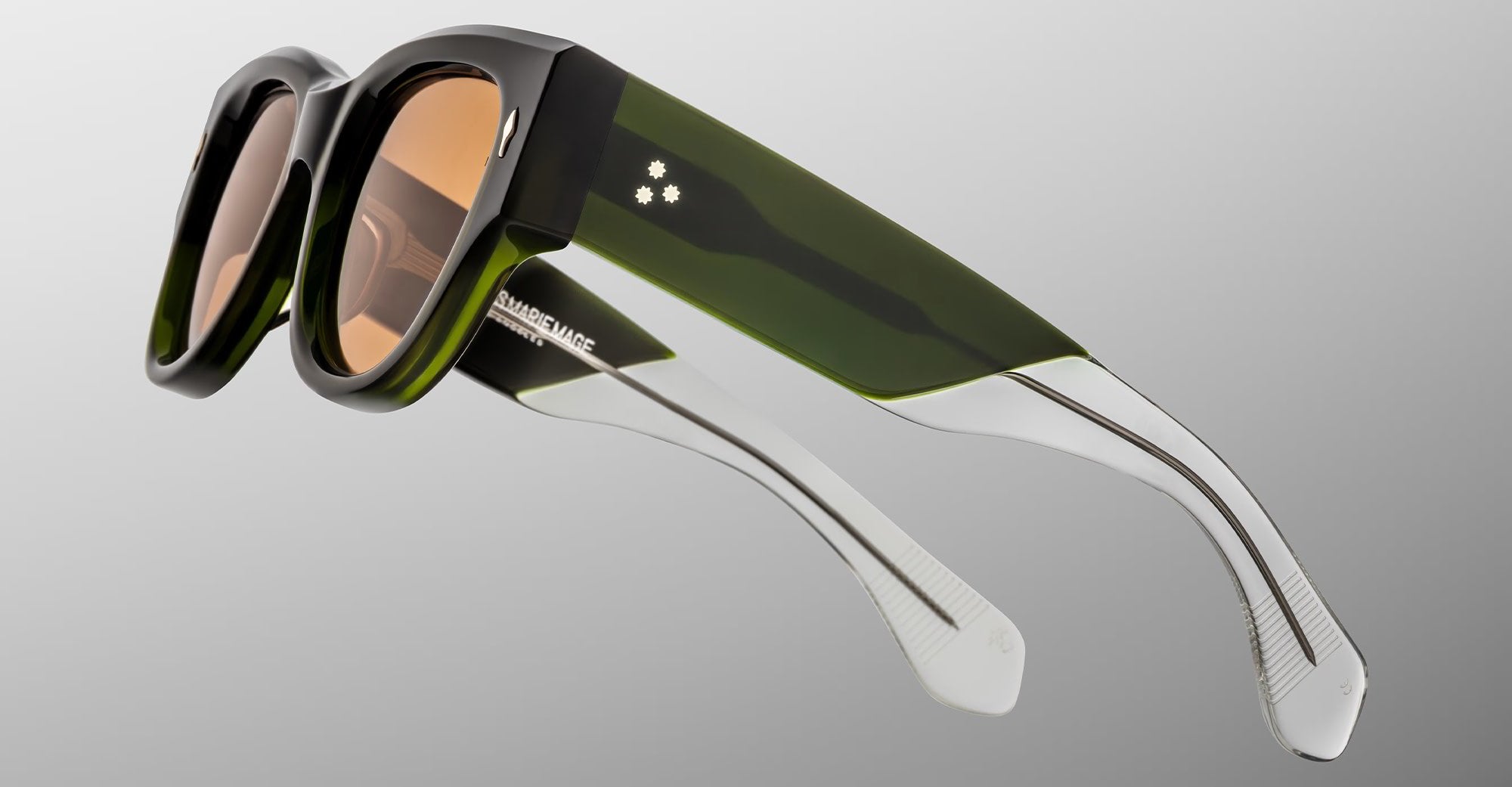 Ottica Mondello Roma - Jacques Marie Mage - JMMEH-18L - CHELSIE - BORNEO - Acetate - shape Round - green - EYEWEAR - SUNGLASSES - Unisex,Uomo,Donna,Women,Men - lens orange - Made In Japan