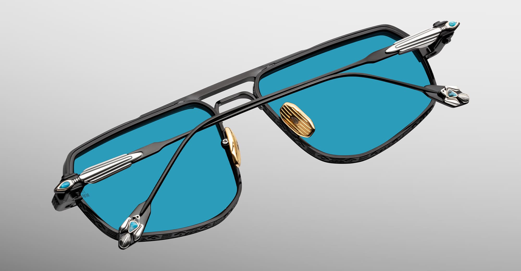 Ottica Mondello Roma - Jacques Marie Mage - JMMKL-88 - LAST FRONTIER VII - KALISPELL - BLACK - Titanium - shape Navigator - Black - EYEWEAR - SUNGLASSES - Unisex,Uomo,Donna,Women,Men - lens Blue - Made In Japan