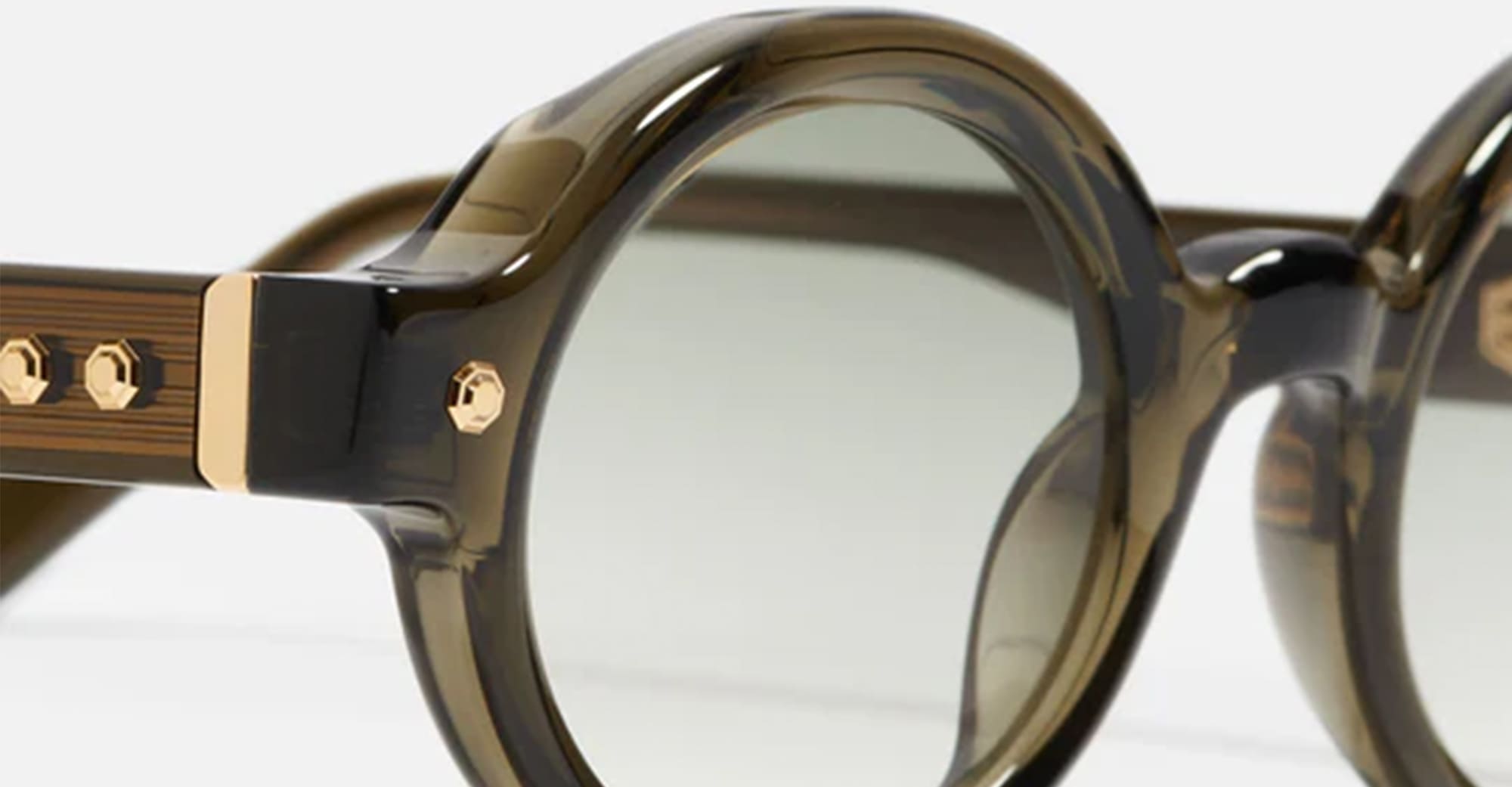 Ottica Mondello Roma - John Dalia - P13-C163-46 - Project 13 (46) - C163 Olive Translucid / Gold - Acetate - shape Round - green, gold - EYEWEAR - SUNGLASSES - Unisex,Uomo,Donna,Women,Men - lens Gradient green - Made In France