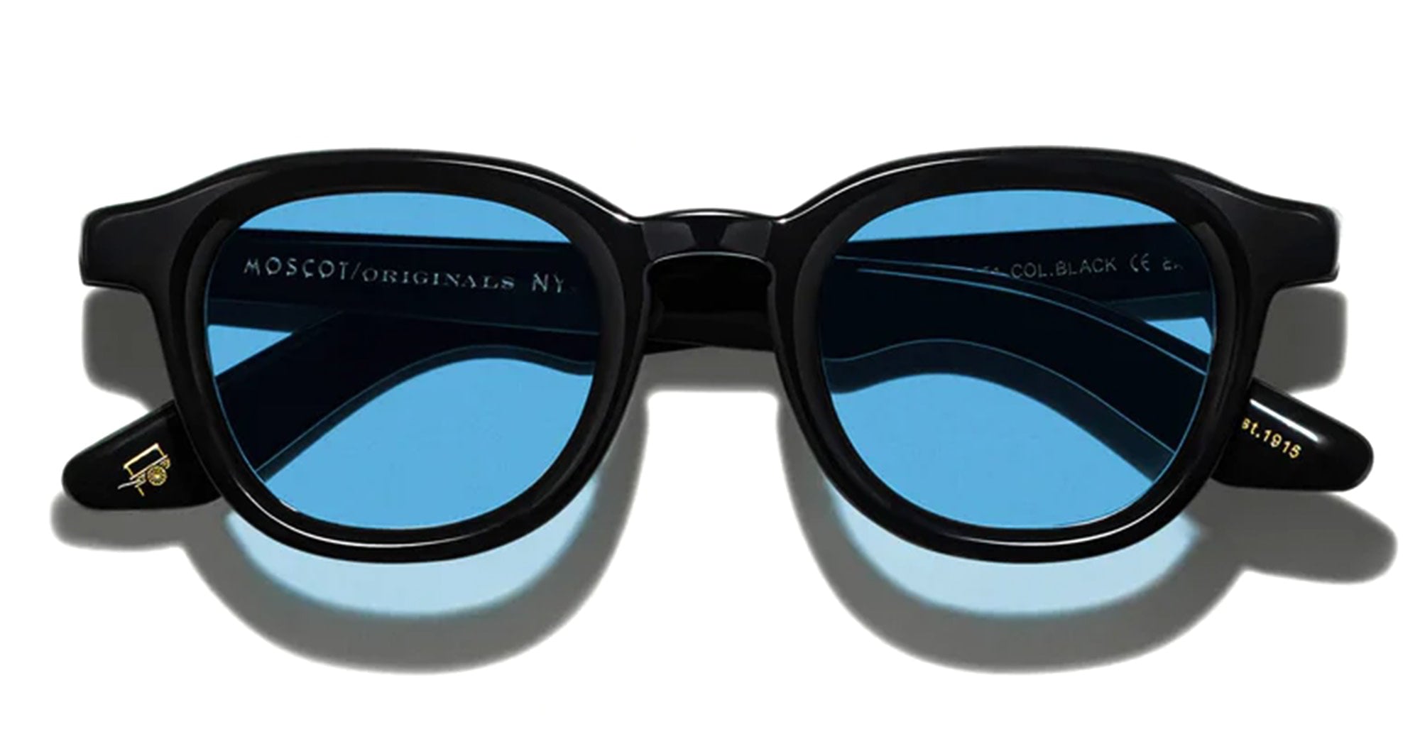 Ottica Mondello Roma - Moscot - OR-DAH-S44240200-TD - DAHVEN  (44) - BLACK / CUSTOM CELEBRITY BLUE LENS - Acetate - shape Panto - Black - EYEWEAR - SUNGLASSES - Unisex,Uomo,Donna,Women,Men - lens Blue - Made In China