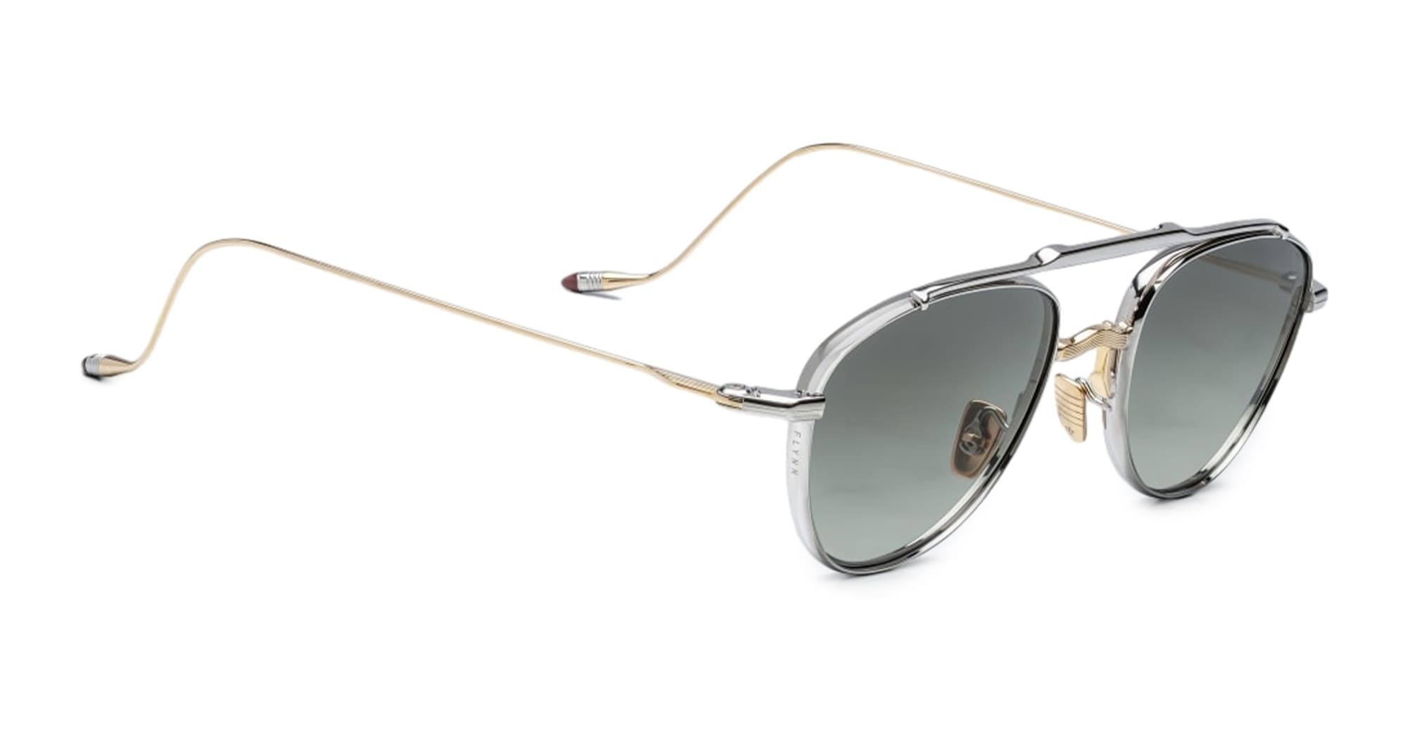 Ottica Mondello Roma - Jacques Marie Mage - JMMFY-12S - FLYNN - ELECTRUM - Titanium - shape Aviator - gold, silver - EYEWEAR - SUNGLASSES - Unisex,Uomo,Donna,Women,Men - lens light bottle green - Made In Japan