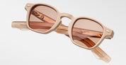 Ottica Mondello Roma - Jacques Marie Mage - JMMZP-14S - SUEDE COLLECTION: ZEPHIRIN - DUST SUEDE - Acetate - shape Squared - beige - EYEWEAR - SUNGLASSES - Unisex,Uomo,Donna,Women,Men - lens orange - Made In Japan