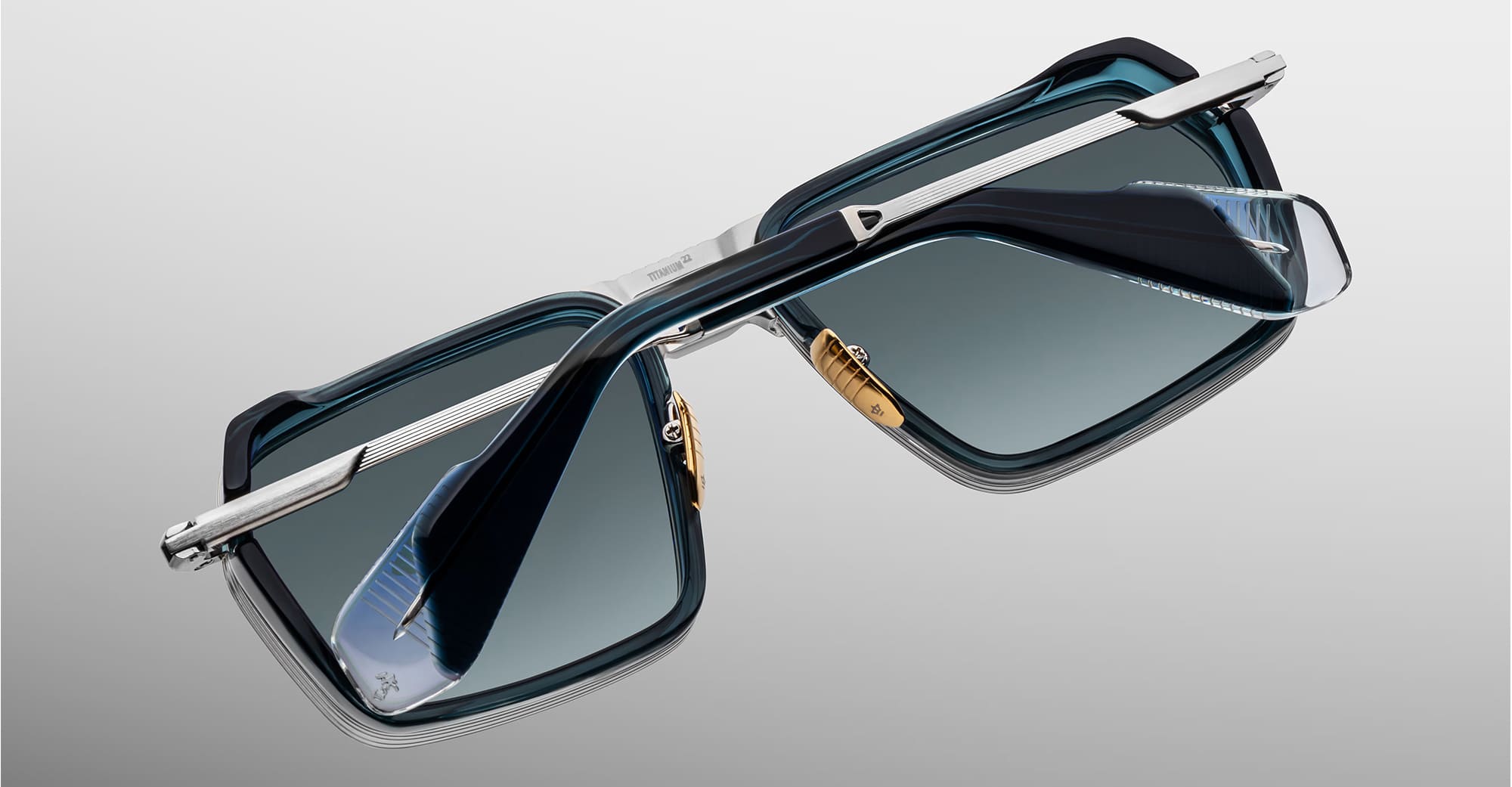 Ottica Mondello Roma - Jacques Marie Mage - JMMGTR-17J - GT-R - ATLANTIC - titanium, acetate - shape Navigator - Silver - EYEWEAR - SUNGLASSES - Unisex,Uomo,Donna,Women,Men - lens Gradient blue - Made In Japan