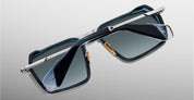 Ottica Mondello Roma - Jacques Marie Mage - JMMGTR-17J - GT-R - ATLANTIC - titanium, acetate - shape Navigator - Silver - EYEWEAR - SUNGLASSES - Unisex,Uomo,Donna,Women,Men - lens Gradient blue - Made In Japan