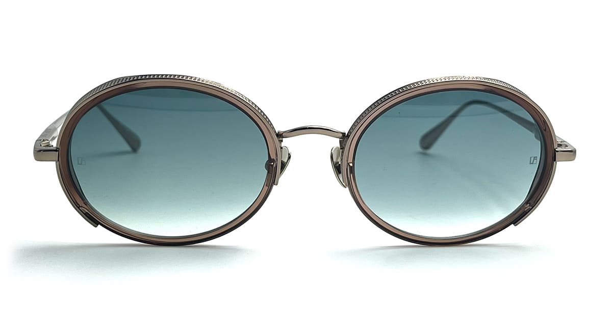  TRANSLUCENT BROWN - Titanium - shape Oval - light gold - EYEWEAR - SUNGLASSES - Donna,Women - lens Gradient blue - Made In Japan
