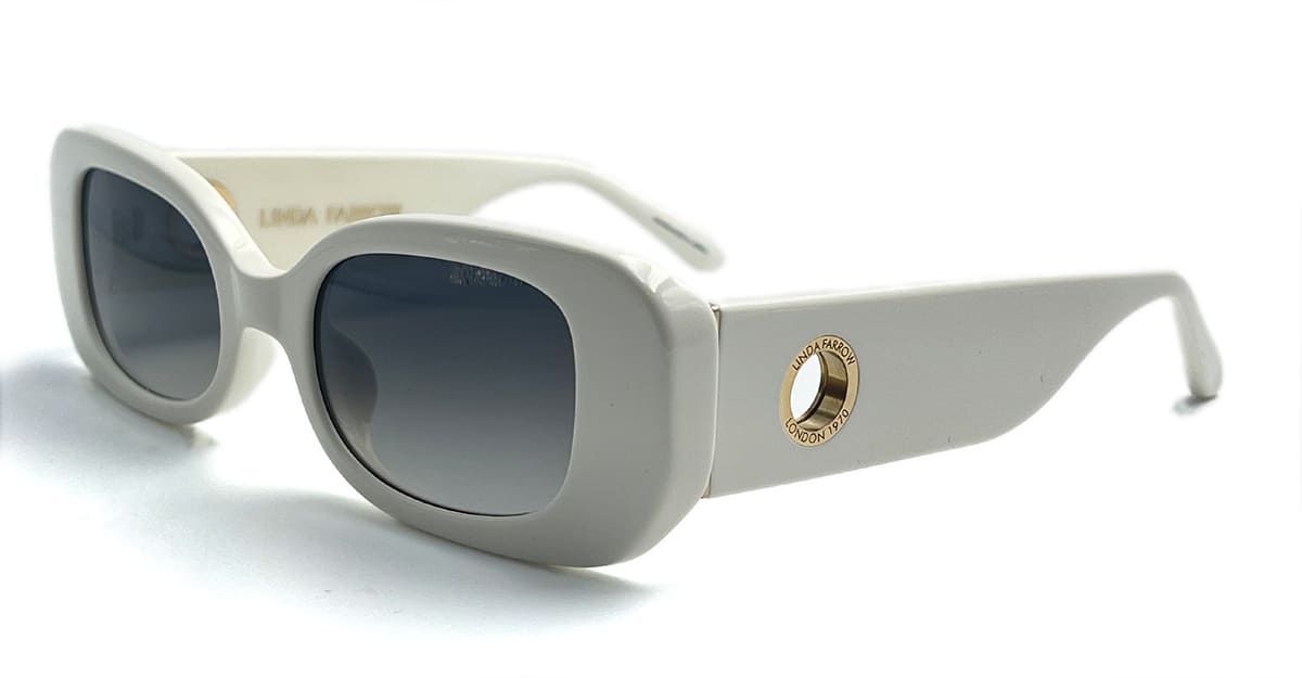 Ottica Mondello Roma - LINDA FARROW - LFL1117C3SUN - LOLA - WHITE - Acetate - shape Rectangular - White - EYEWEAR - SUNGLASSES - Donna,Women - lens Gradient grey - Made In Italy