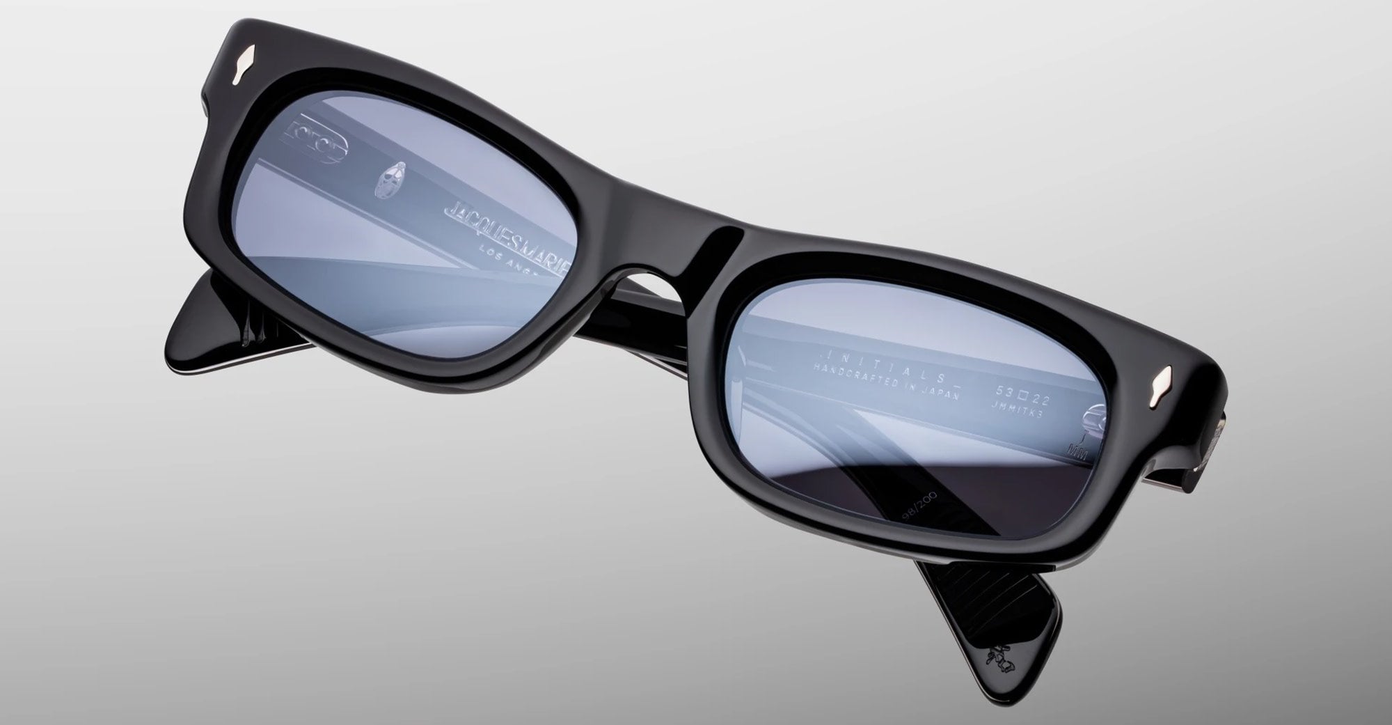 Ottica Mondello Roma - Jacques Marie Mage - JMMIT-K3 - INITIALS - BLACK MIRROR - Acetate - shape Rectangular - Black - EYEWEAR - SUNGLASSES - Unisex,Uomo,Donna,Women,Men - lens Grey - Made In Japan