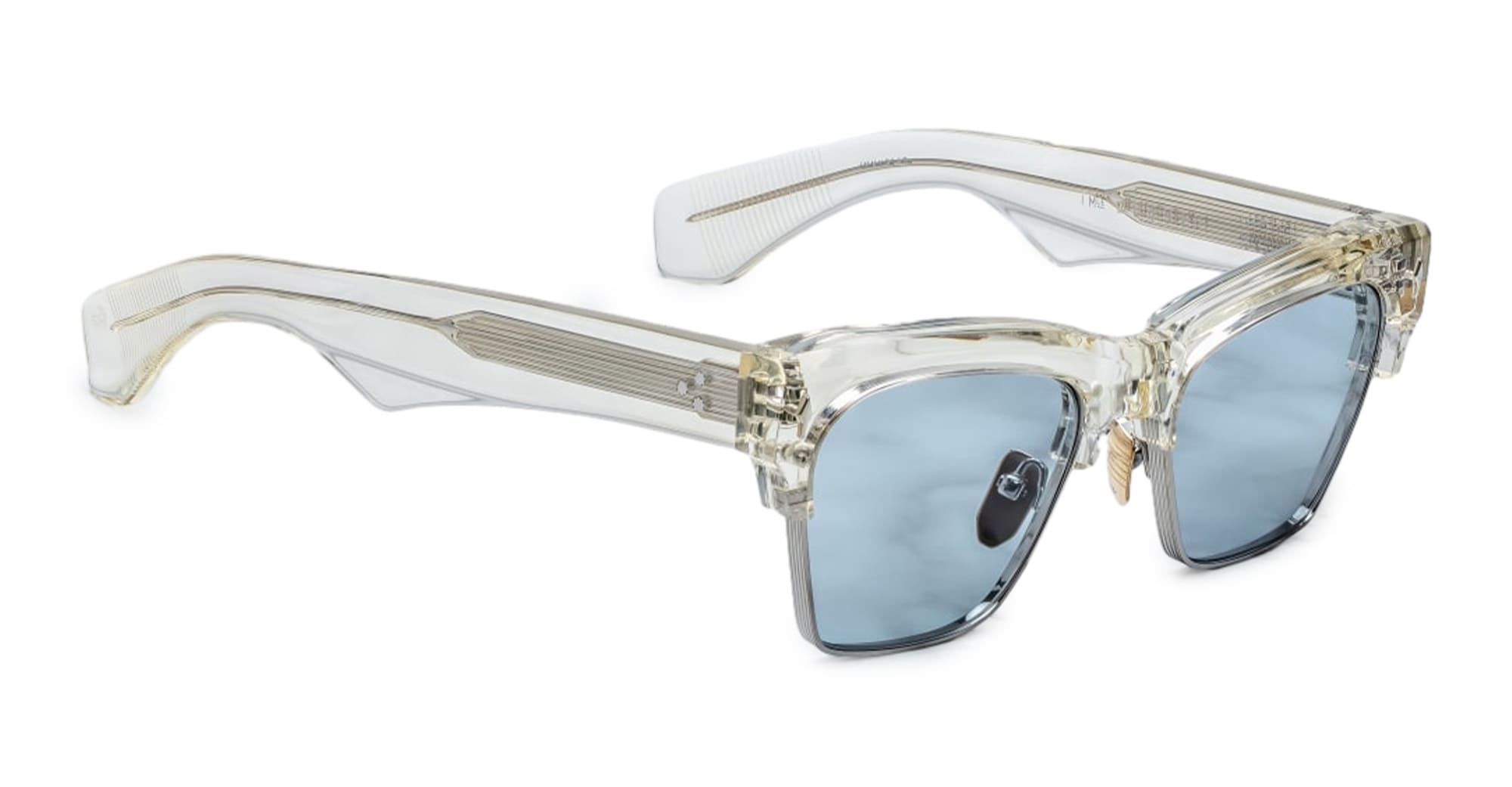 Ottica Mondello Roma - Jacques Marie Mage - JMMUB-14Q - BUGSY - BRUT - Acetate, titanium - shape Clubmaster - transparent beige - EYEWEAR - SUNGLASSES - Unisex,Uomo,Donna,Women,Men - lens Blue - Made In Japan