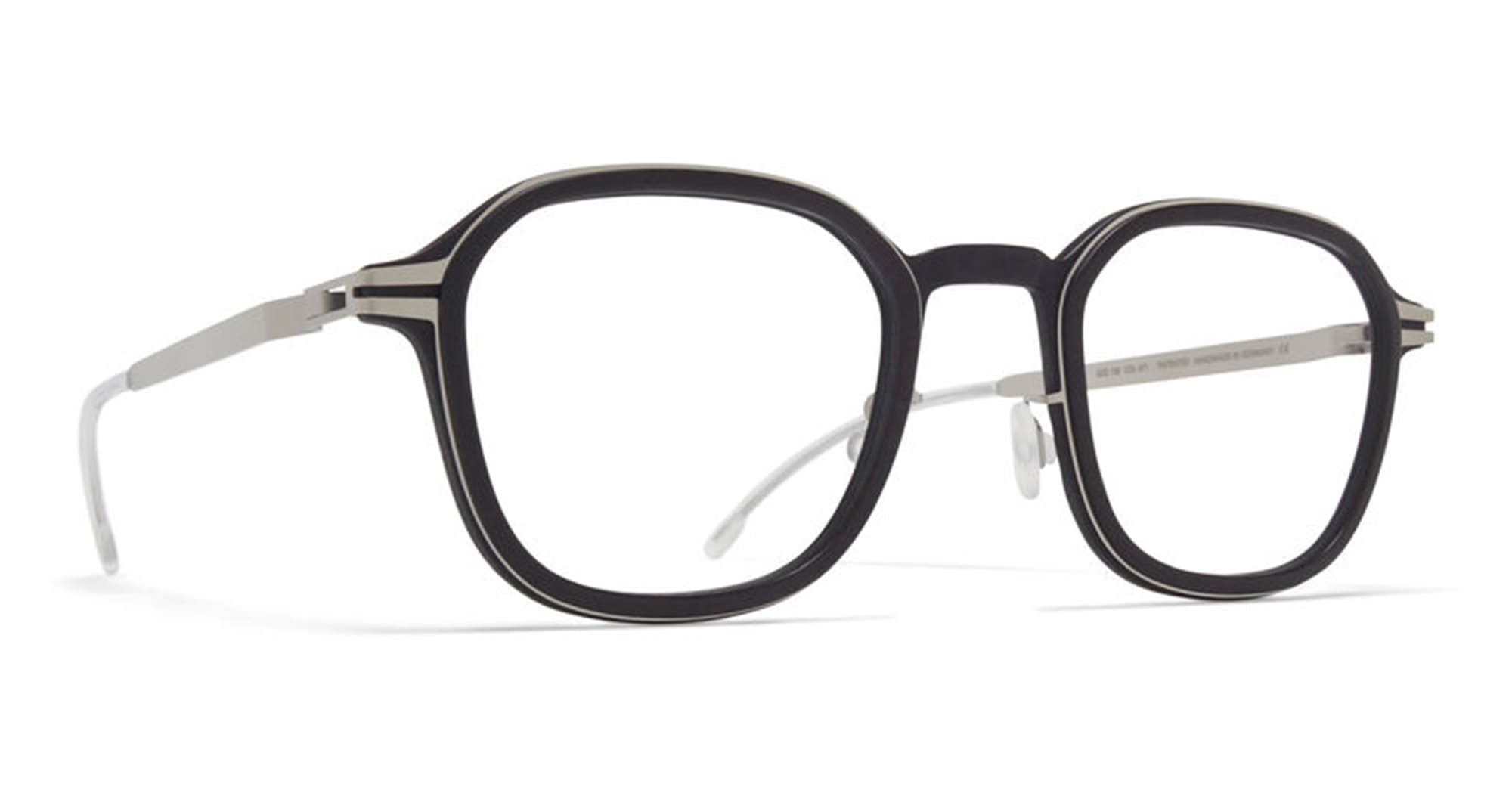  Matte Silver RX - stainless steel - shape Squared - black, silver - EYEWEAR - EYEGLASSES - Unisex,Uomo,Donna,Women,Men - lens Clear - Made In Germany