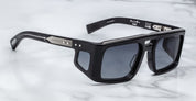 Ottica Mondello Roma - Jacques Marie Mage - JMMWS-10Y1 - DECADE COLLECTION: WINDSOR - DECADE - Acetate - shape Recangular - Black - EYEWEAR - SUNGLASSES - Uomo,Men - lens Gradient grey - Made In Japan