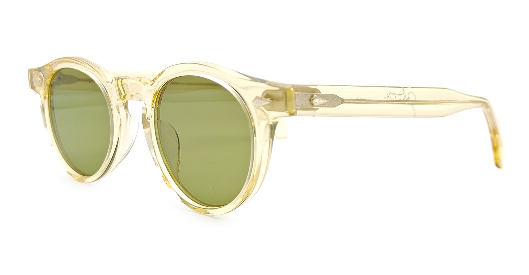 Ottica Mondello Roma - Julius Tart - JTPL-022R-2B-GN-30 - HAROLD 45/23 - CHAMPAGNE / GREEN LENS - Acetate - shape Panto - transparent beige - EYEWEAR - SUNGLASSES - Unisex,Uomo,Donna,Women,Men - lens Green - Made In Japan