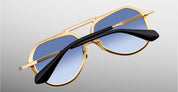 Ottica Mondello Roma - Jacques Marie Mage - JMMFW-L2 - MAXIME - MANHATTAN - Acetate, titanium - shape Navigator - gold, black - EYEWEAR - SUNGLASSES - Unisex,Uomo,Donna,Women,Men - lens Gradient blue - Made In Japan