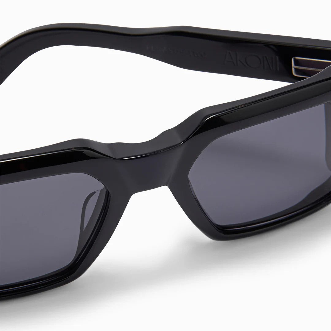 Ottica Mondello Roma - Akoni - AKS-535A-54 - PEGASUS-TWO - BLACK - Acetate, titanium - shape Squared - Black - EYEWEAR - SUNGLASSES - Unisex,Uomo,Donna,Women,Men - lens Grey - Made In Japan