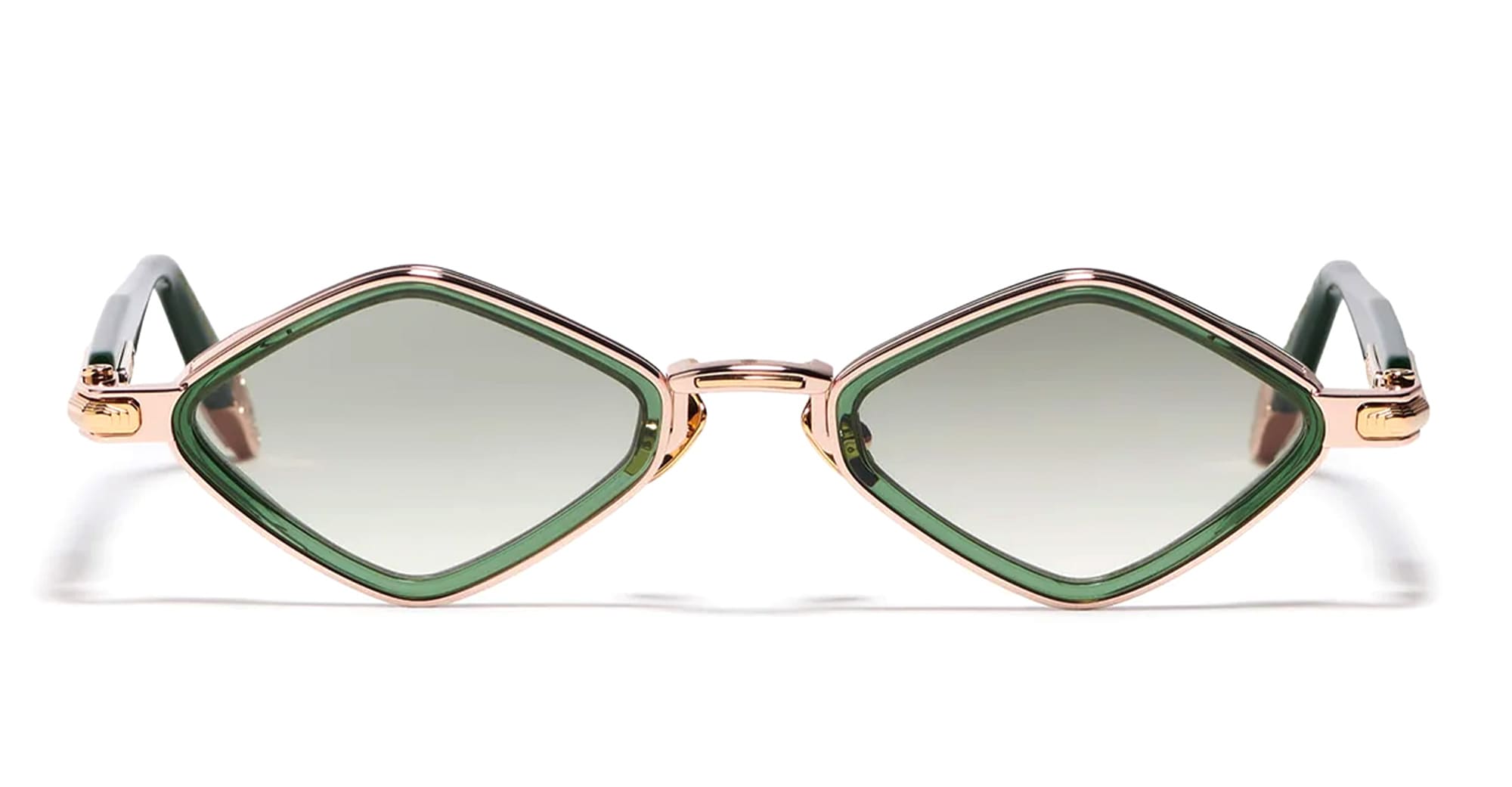 Ottica Mondello Roma - John Dalia - LANA-C432 - LANA - C432 Dark Green Translucid - Rose Gold - titanium, acetate - shape Diamond - green, gold - EYEWEAR - SUNGLASSES - Unisex,Uomo,Donna,Women,Men - lens Gradient green - Made In France