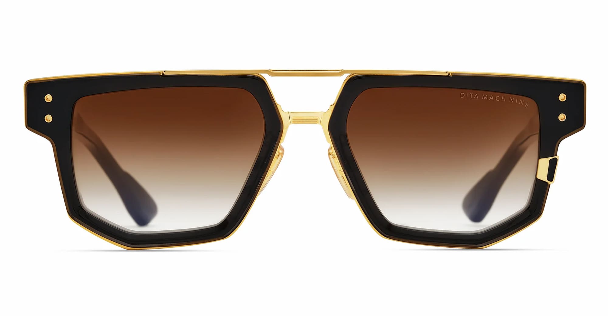 Ottica Mondello Roma - DITA - DTS478-A-01 - MACH-NINE - BLACK GLASS / YELLOW GOLD - Acetate, titanium - shape Squared - Black, gold - EYEWEAR - SUNGLASSES - Uomo,Men - lens Gradient brown - Made In Japan