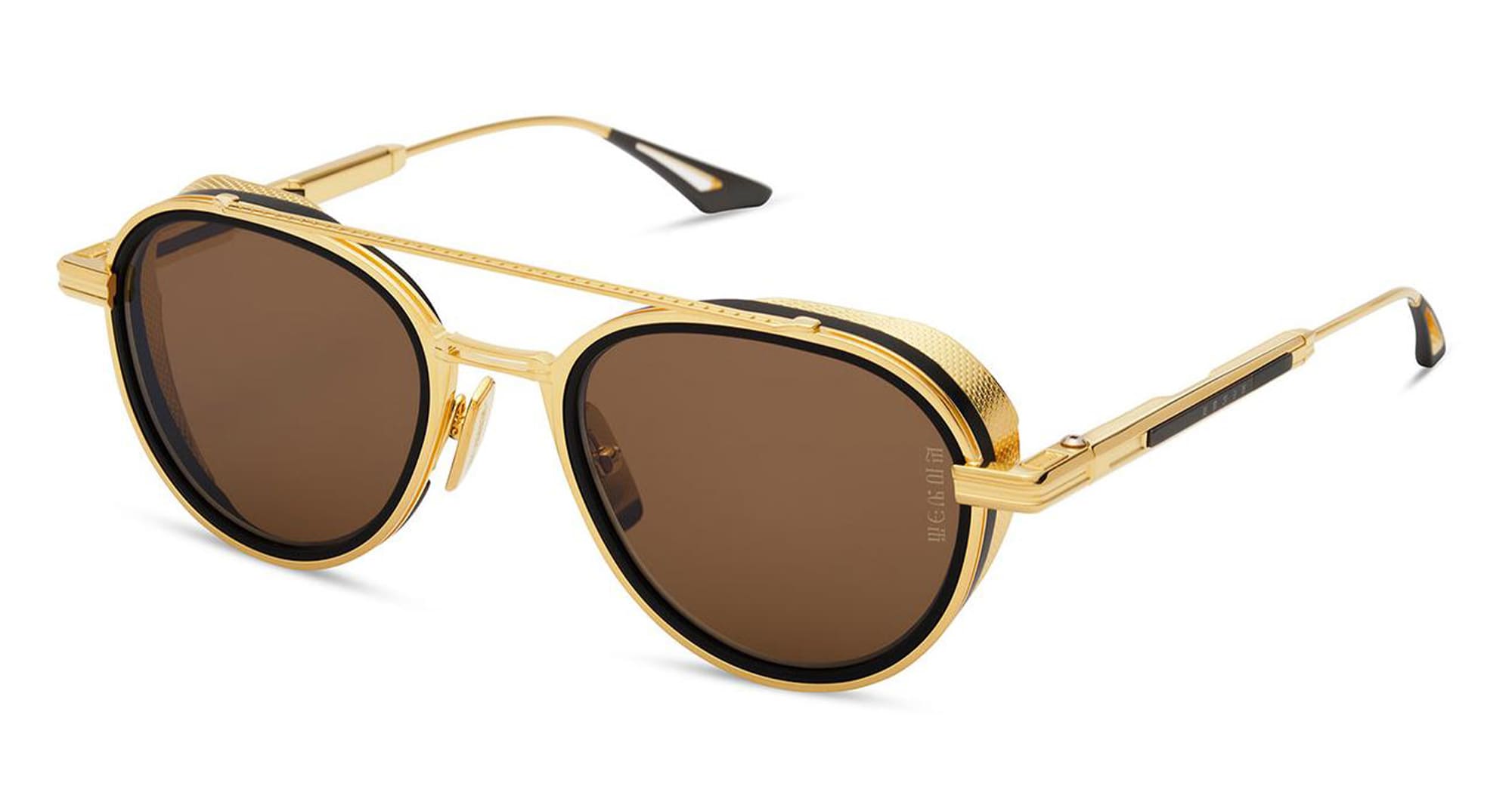 Ottica Mondello Roma - DITA - DES004-52-06 - EPILUXURY 4 - 22K GOLD PLATED / MATTE BLACK - Acetate, titanium - shape Pilot - gold, black - EYEWEAR - SUNGLASSES - Unisex,Uomo,Donna,Women,Men - lens Brown - Made In Japan