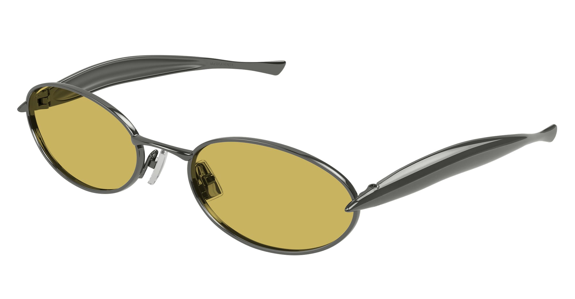 Ottica Mondello Roma - Bottega Veneta - BV1386S-002 - BV1386S-002 - GUNMETAL - Metal - shape Oval - grey - EYEWEAR - SUNGLASSES - Unisex,Uomo,Donna,Women,Men - lens yellow - Made In Japan