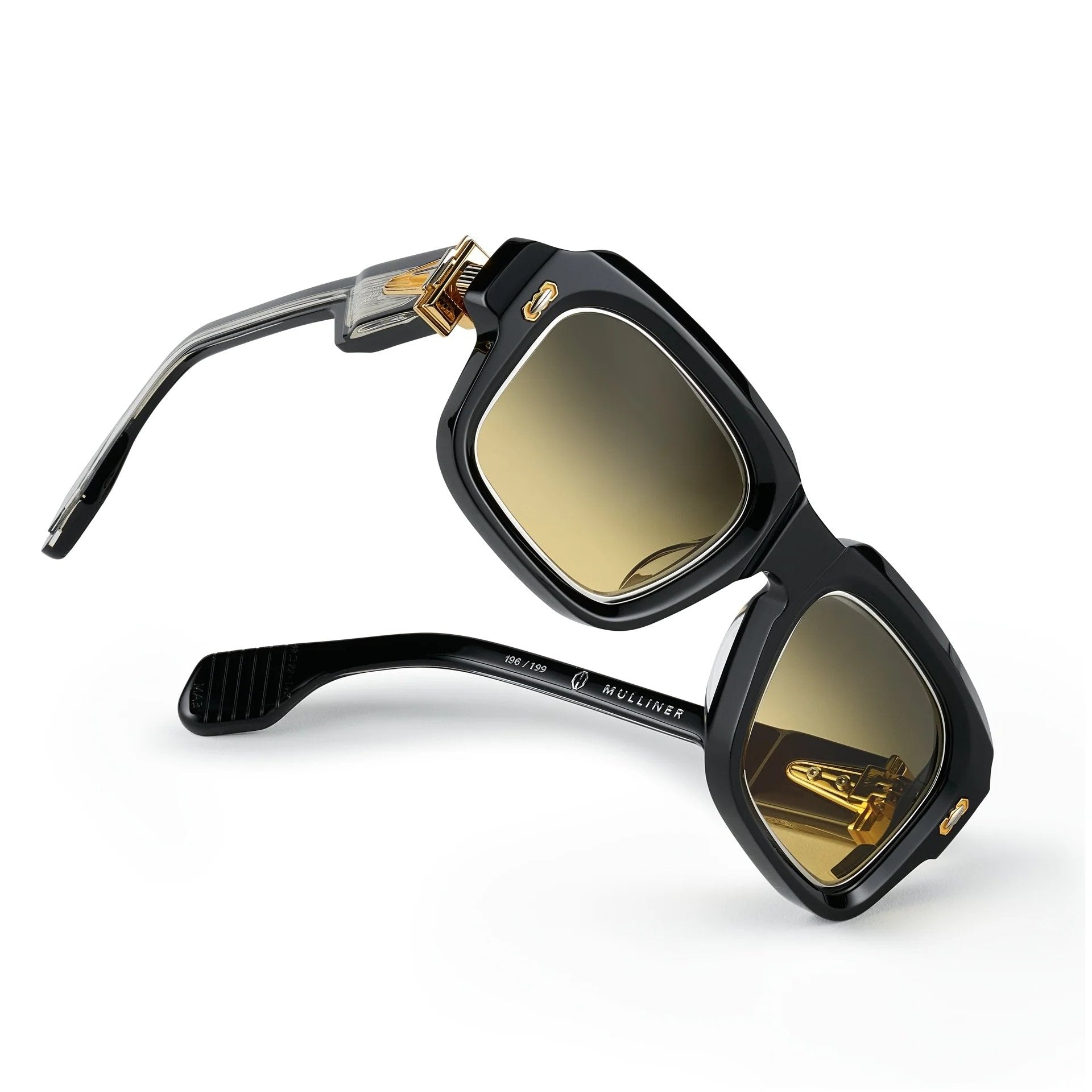 Ottica Mondello Roma - T HENRI - MAB - MULLINER - SHADOW II - Acetate - shape Squared - Black - EYEWEAR - SUNGLASSES - Unisex,Uomo,Donna,Women,Men - lens gradient yellow - Made In Japan