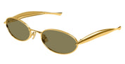 Ottica Mondello Roma - Bottega Veneta - BV1386S-006 - BV1386S-006 - GOLD / GREEN LENS - Metal - shape Oval - Gold - EYEWEAR - SUNGLASSES - Unisex,Uomo,Donna,Women,Men - lens Green - Made In Japan