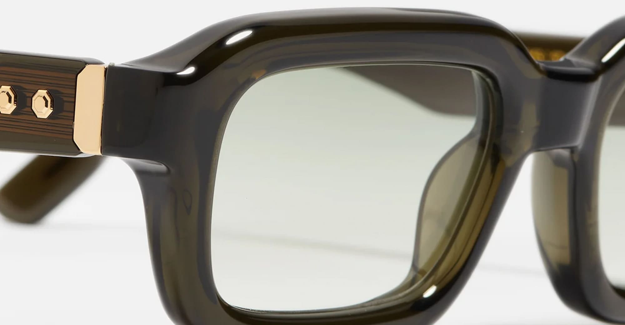 Ottica Mondello Roma - John Dalia - P15-C163 - PROJECT 15 -  C163 Olive Translucid / Yellow Gold - Acetate - shape Rectangular - green, gold - EYEWEAR - SUNGLASSES - Unisex,Uomo,Donna,Women,Men - lens Gradient green - Made In France