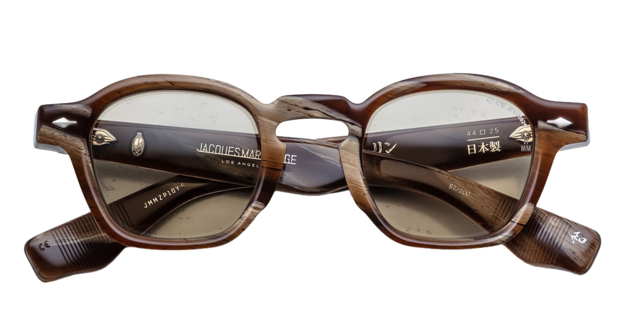 Ottica Mondello Roma - Jacques Marie Mage - JMMZP-10Y6 - DECADE COLLECTION: ZEPHIRIN - BARK HORN - Acetate - shape Squared - brown - EYEWEAR - SUNGLASSES - Uomo,Men - lens Brown - Made In Japan
