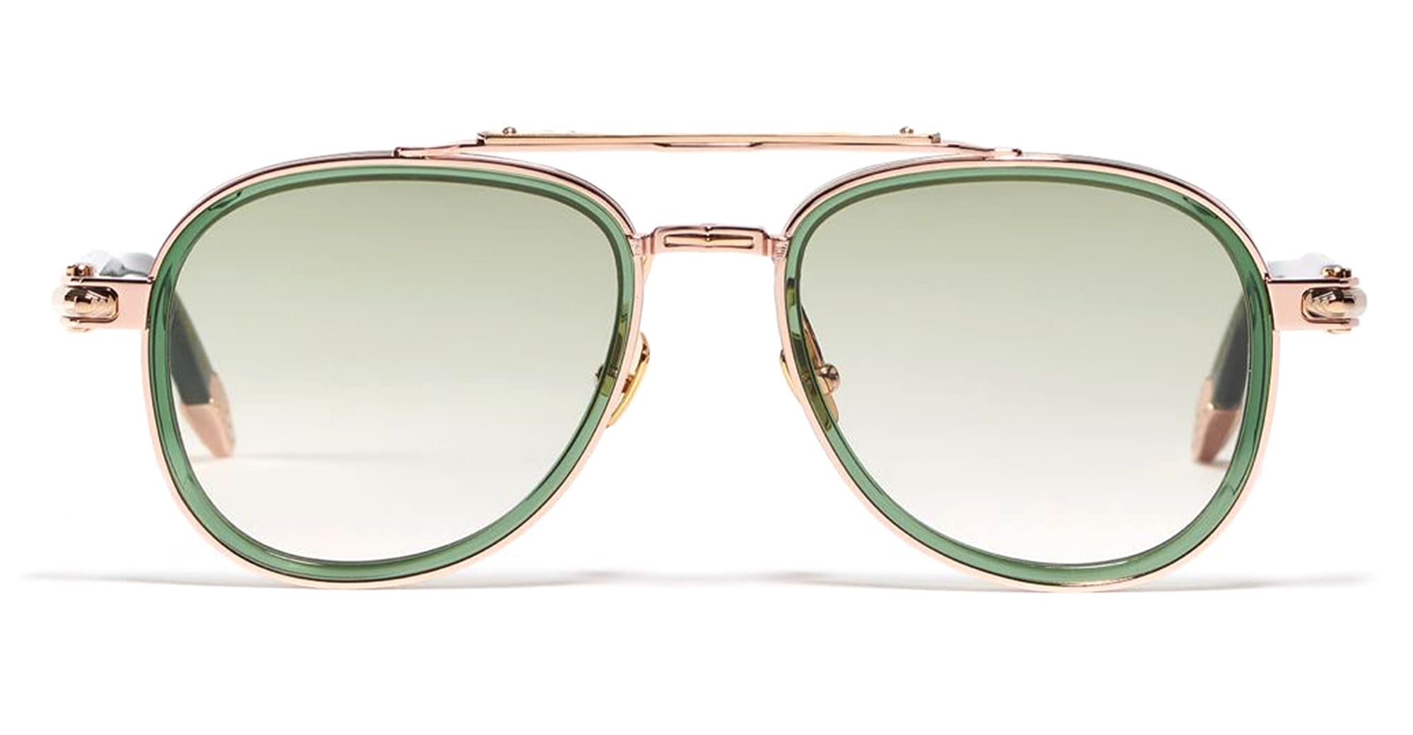 Ottica Mondello Roma - John Dalia - AKIRA-C432 - AKIRA - C432 Dark Green Translucid / Rose Gold - Metal - shape Aviator - green, gold - EYEWEAR - SUNGLASSES - Unisex,Uomo,Donna,Women,Men - lens Gradient green - Made In France