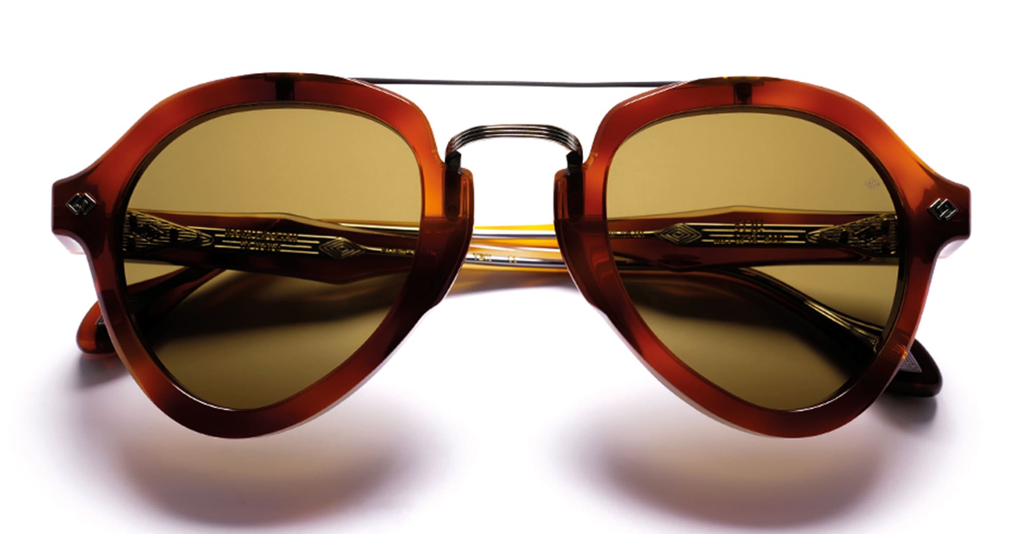 Ottica Mondello Roma - Daizo - AHMB-AVR001e-HL1-VB01 - KOJI - havana light / vintage brown lens - Acetate, titanium - shape Aviator - Havana - EYEWEAR - SUNGLASSES - Unisex,Uomo,Donna,Women,Men - lens Brown - Made In Japan