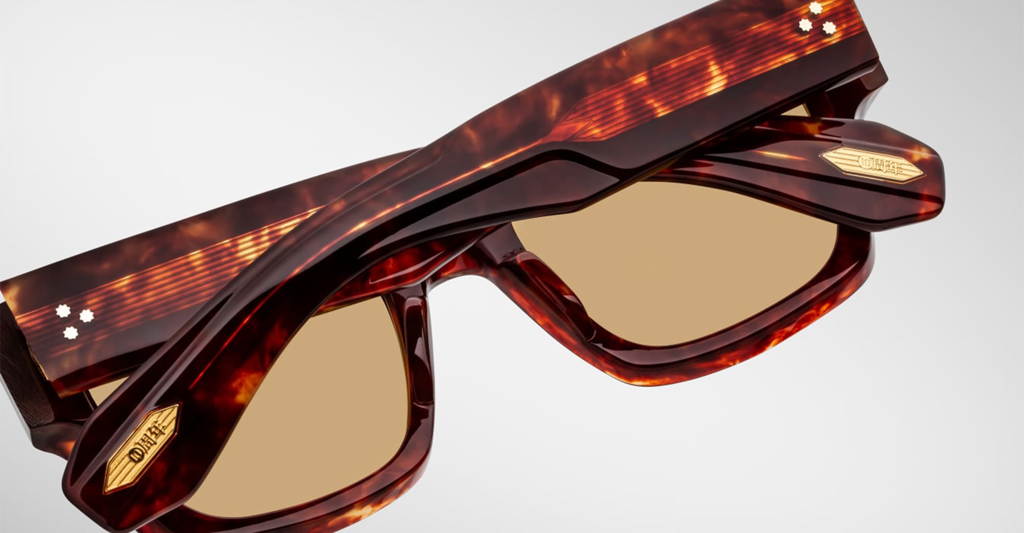 Ottica Mondello Roma - Jacques Marie Mage - JMMEZ-10Y5 - DECADE COLLECTION: ENZO - BRECCIA - Acetate - shape Squared - Havana - EYEWEAR - SUNGLASSES - Uomo,Men - lens honey - Made In Japan