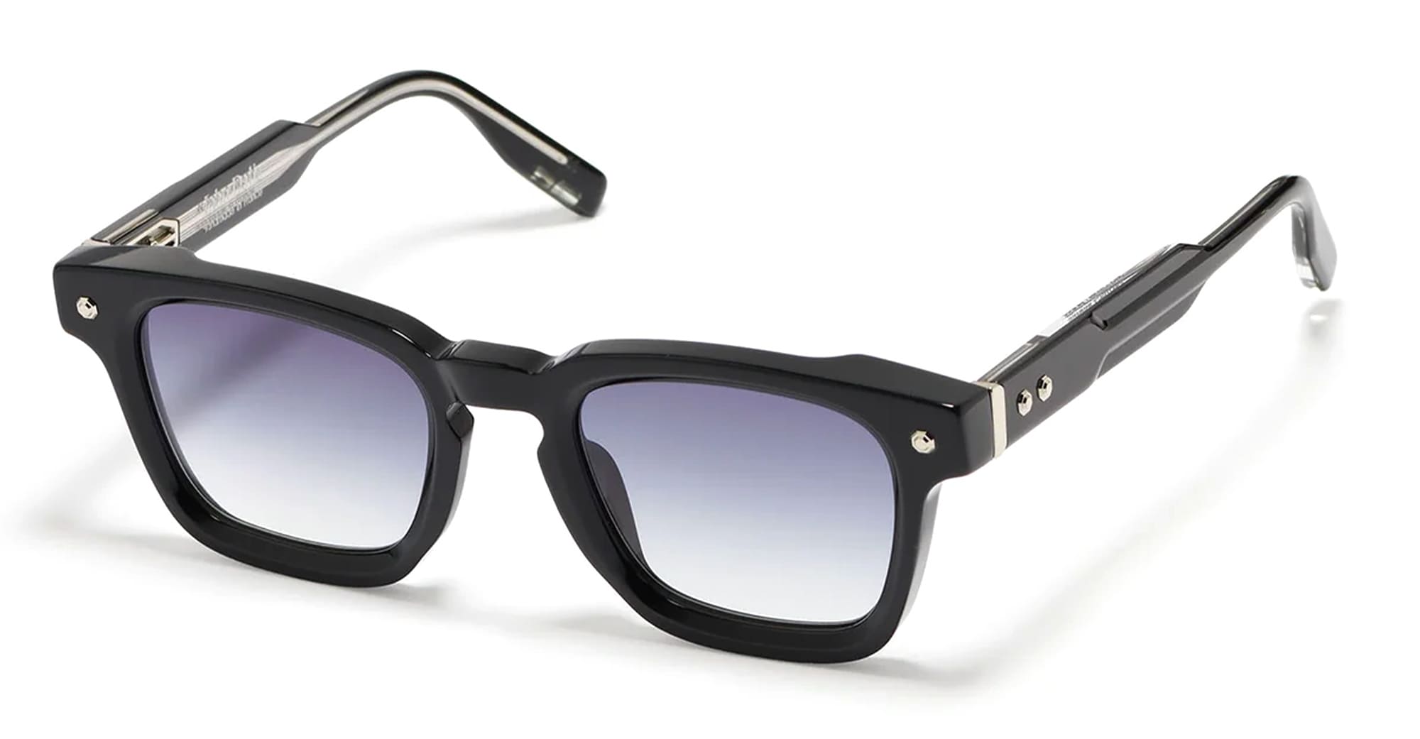 Ottica Mondello Roma - John Dalia - P16-C109-52 - PROJECT 16 (52) -  C190 Shiny Black / Silver Plate - Acetate - shape Squared - black, silver - EYEWEAR - SUNGLASSES - Unisex,Uomo,Donna,Women,Men - lens Gradient blue - Made In France