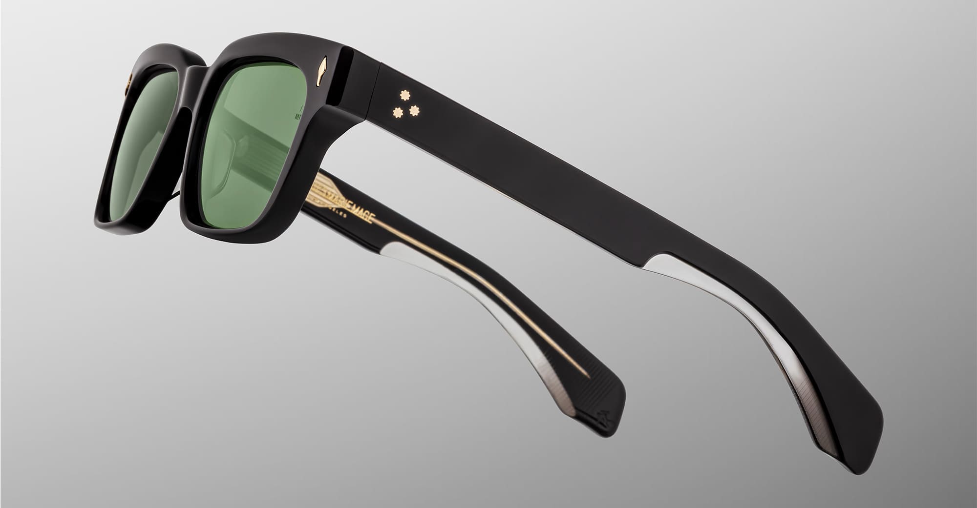 Ottica Mondello Roma - Jacques Marie Mage - JMMMLX-18V - MOLINO 55 - VENOM - Acetate - shape Rectangular - Black - EYEWEAR - SUNGLASSES - Unisex,Uomo,Donna,Women,Men - lens Green - Made In Japan