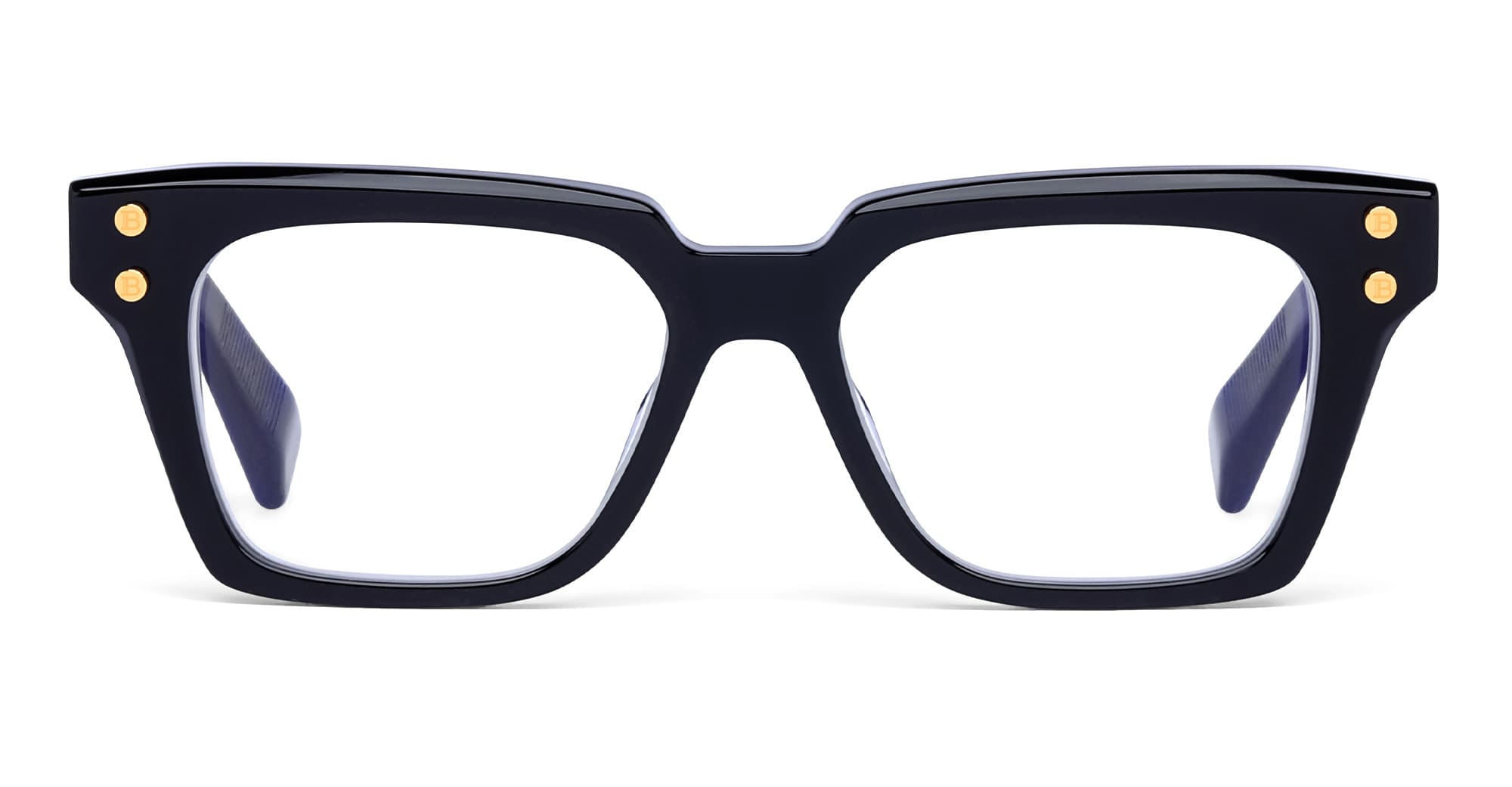 Ottica Mondello Roma - Balmain - BPX-182A-52 - TEMPO - BLACK / 18K GOLD RX - Acetate - shape Squared - Black, gold - EYEWEAR - EYEGLASSES - Unisex,Uomo,Donna,Women,Men - lens Clear - Made In Japan