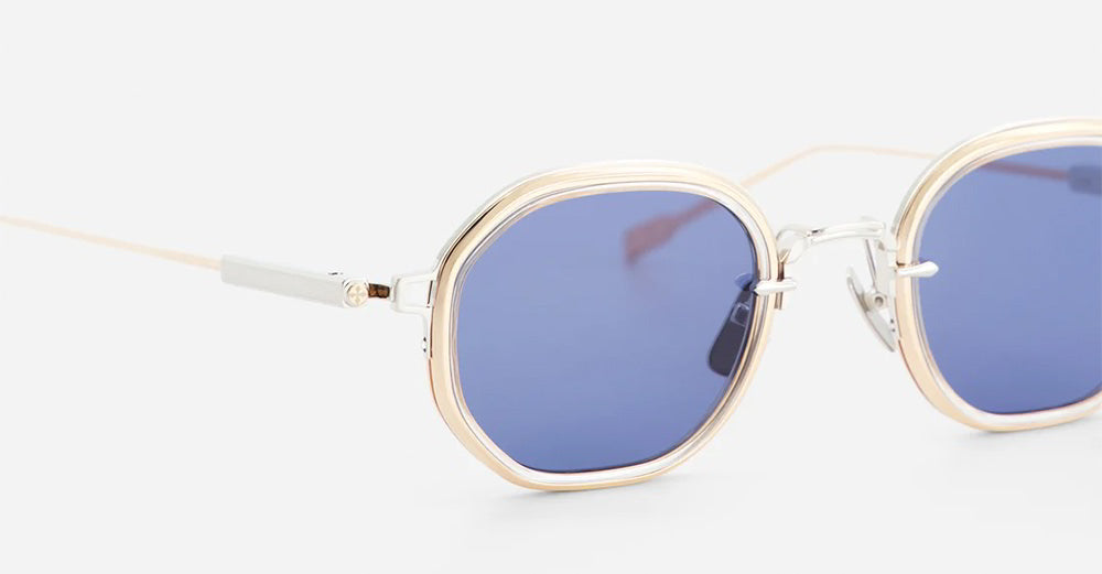 Ottica Mondello Roma - Sato - Toliman-II-P-RG-1 - Toliman II - Platinum / Rose Gold - Titanium - shape Round - silver, gold - EYEWEAR - SUNGLASSES - Unisex,Uomo,Donna,Women,Men - lens Blue - Made In Japan