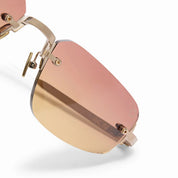 Ottica Mondello Roma - Akoni - AKS-536C-53 - JUNO-THREE - BRUSHED GOLD - Titanium - shape Geometric - Gold - EYEWEAR - SUNGLASSES - Unisex,Uomo,Donna,Women,Men - lens amber - Made In Japan