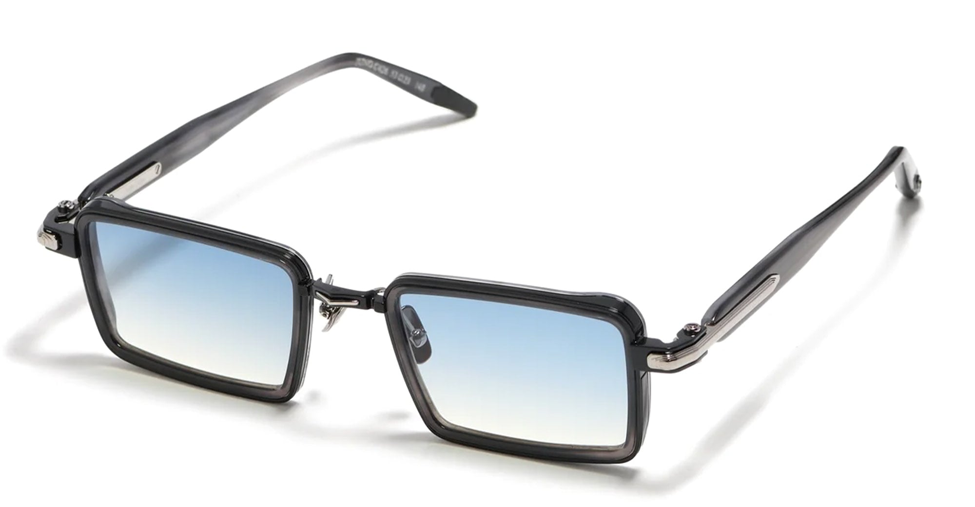 Ottica Mondello Roma - John Dalia - JUNO-C426 - JUNO - C426 - Black Horn / Shiny Black / Ruthenium - Metal - shape Rectangular - Black - EYEWEAR - SUNGLASSES - Unisex,Uomo,Donna,Women,Men - lens Gradient blue - Made In France