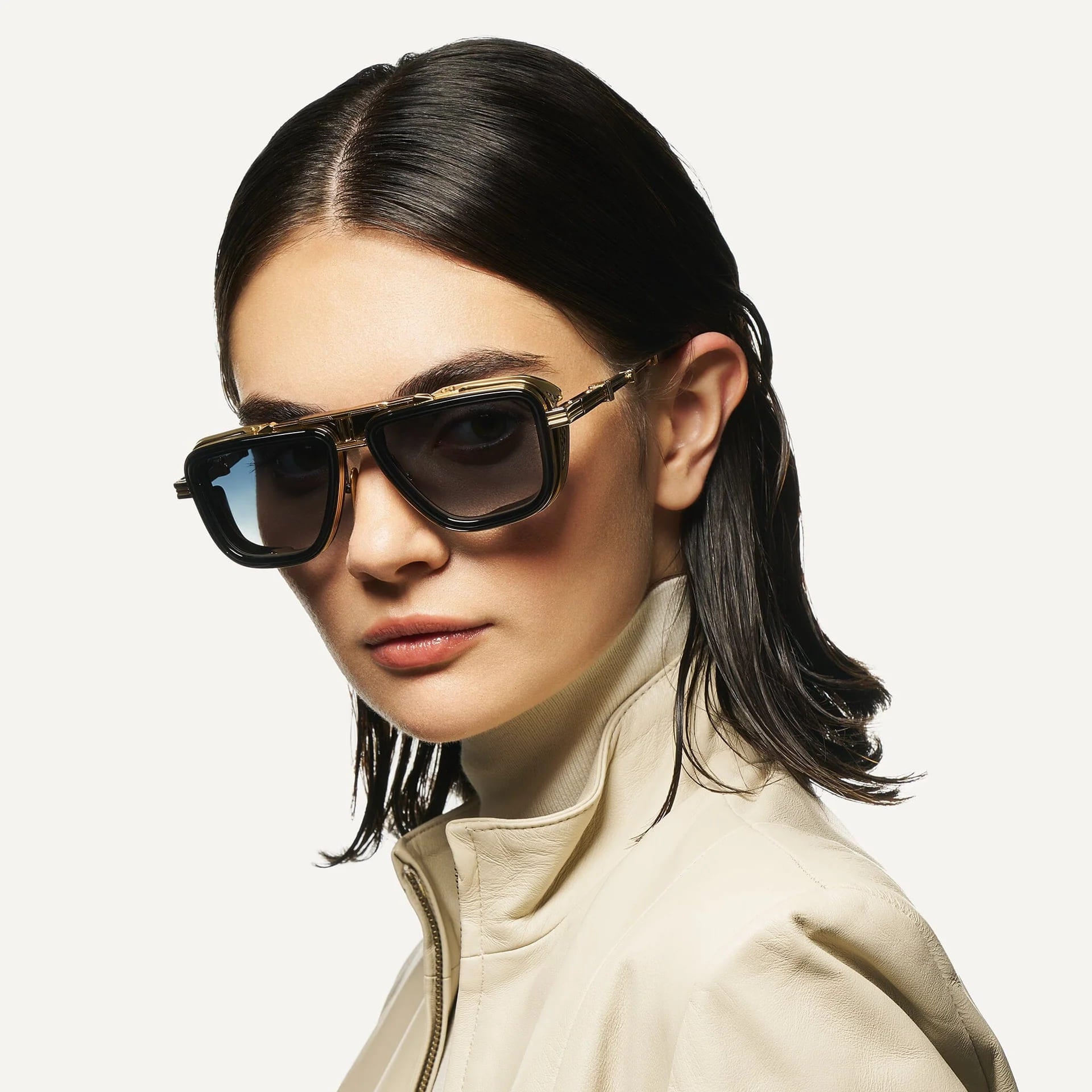 Ottica Mondello Roma - T HENRI - GTCA - GTO - OBSIDIAN - Titanium - shape Navigator - gold, black - EYEWEAR - SUNGLASSES - Unisex,Uomo,Donna,Women,Men - lens Gradient blue - Made In Japan